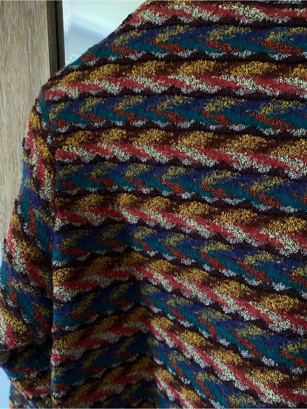 Vintage 90s Missoni Sport Multicolor Wave-Pattern Crewneck Cropped Boxy Sweater - Picture 11 of 14